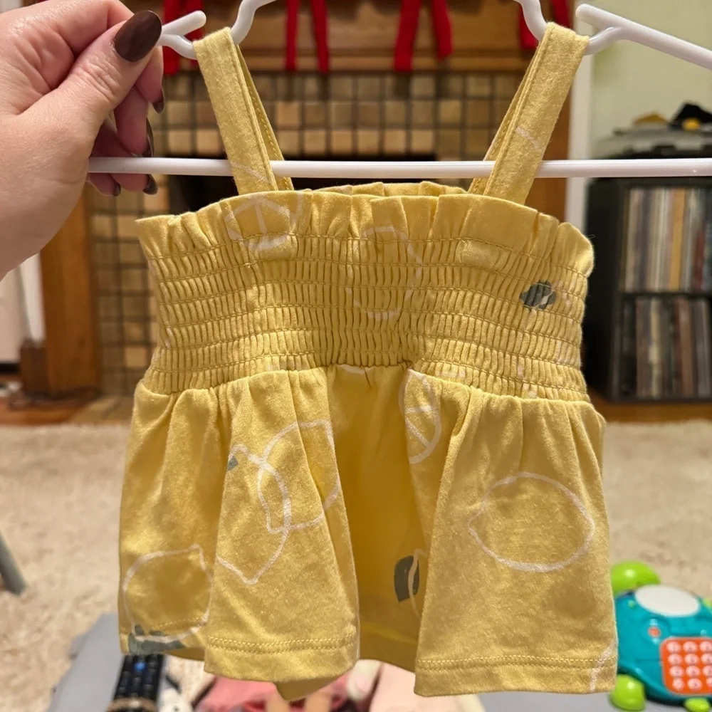 Lemon Print Organic Smocked Babydoll and Shorts Set